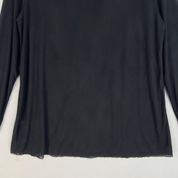 A'nue Ligne Shirt Women Large Black Sheer Mesh Basic Layer Minimal Boho Designer - Picture 8 of 12